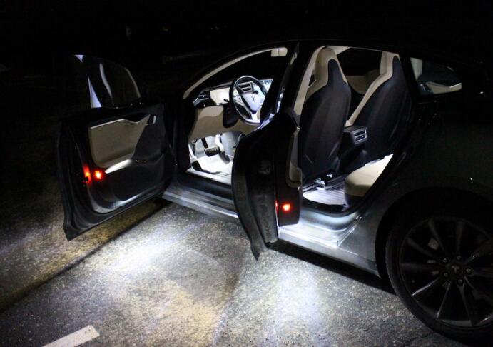 The new Tesla Model S with LED headlamps The new Tesla Model S with LED headlamps